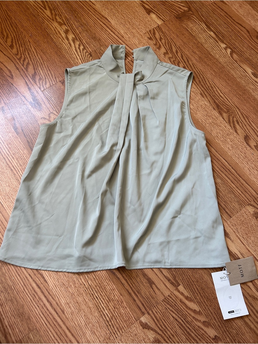 SHEIN MOTF mock Neck Pleat Front Top - Light Sage
